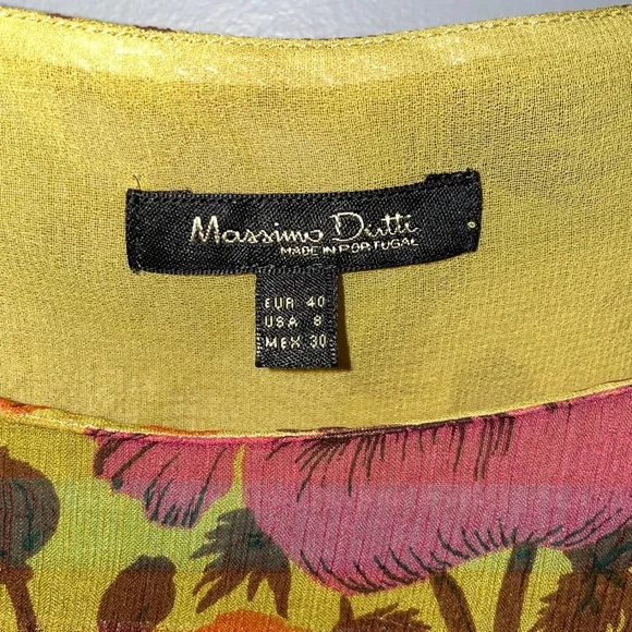 EUC Massimo Dutti Chiffon Ruffle Hem Floral Side Tie Top Size 8 - Picture 3 of 7